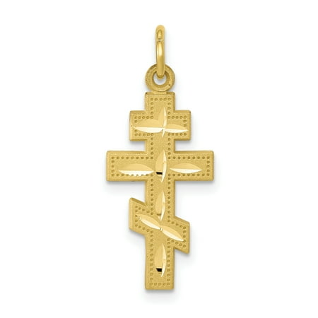 Gold Orthodox Cross - 10k Yellow Gold Solid Flat Backed Eastern Orthodox Cross Religious Pendant Charm Necklace Gifts For Women For Her