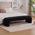 thumbnail image 4 of Modern Chenille Upholstered Armless Bed Bench 69.7 Inch Wide Multi-Purpose Storage Sofa for Living Room and Bedroom, 4 of 10