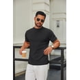 thumbnail image 2 of COOFANDY Men's Mock Turtleneck Short Sleeve Sweater Casual Pullover T-Shirts Basic Top Stretch Tee Knited Sweater, 2 of 6