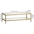 thumbnail image 6 of Evelyn&Zoe Hera 54" Wide Rectangular Coffee Table with Glass Shelf, Antique Brass, 6 of 9
