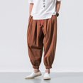 thumbnail image 3 of CENL Fashion Oversize Men Loose Harem Pants Linen Sweatpants Casual Trousers Male, 3 of 9