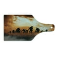 thumbnail image 2 of Halloween Cutting Board, Zombies Dead Men Walking Body in the Doom Mist at Night Sky Haunted Theme Print, Tempered Glass Cutting and Serving Board, Wine Bottle Shape, Orange Black, by Ambesonne, 2 of 5