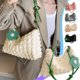 thumbnail image 1 of Bolso de hombro plegable y suave para mujer – Bolso de tela para las axilas, tira ajustable, ligero, estilo vintage, 27x16x8cm, Negro, Blanco, Verde Azul, 1 of 7