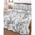 thumbnail image 3 of Quilts Full Size Bedding Set, Black White Botanical Lightweight Quilted Comforter, Vintage Floral Plants Branch Soft Reversible Bedspread Coverlet with Pillow Covers for All Season, 78" x 90", 3 of 7