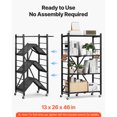 thumbnail image 2 of KFFKFF 4-Tier Foldable Storage Shelf, 26W x 13D x 46H Inch Metal Rack Shelving Unit, Durable Organizer with 5 Wheels & 4 Hooks for Pantry, Kitchen, Garage, Basement, Black, 2 of 9