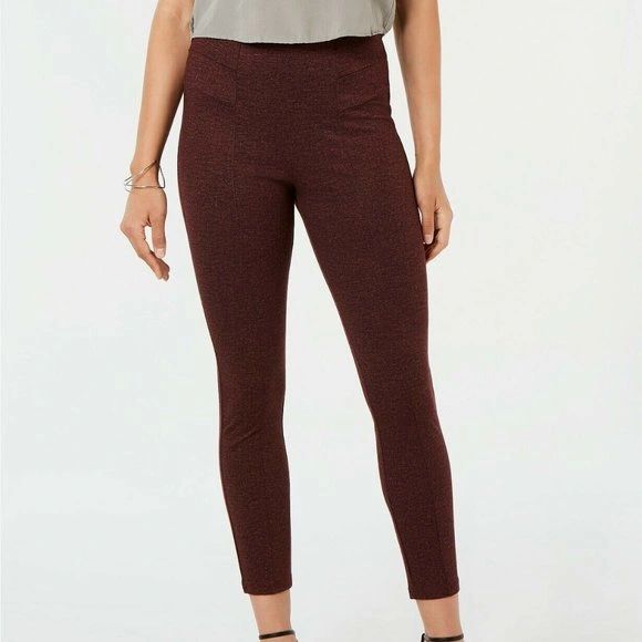 Tweed High-Waist Knit Leggings (Sangria 