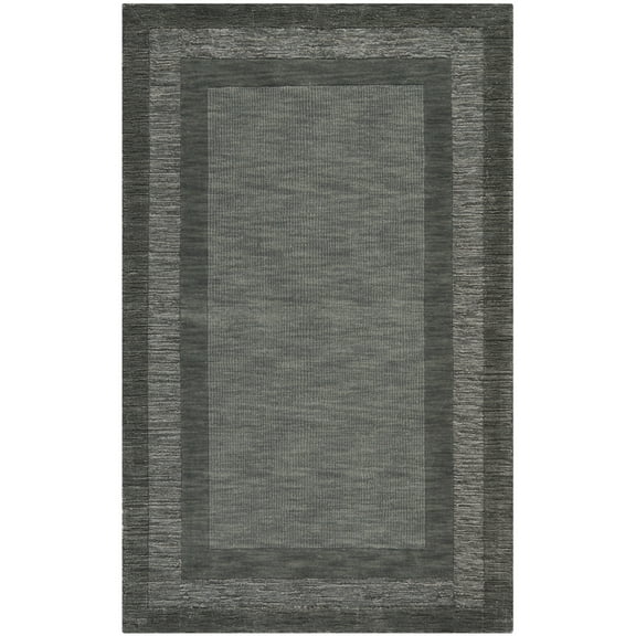 SAFAVIEH Impressions Bristol Geometric Bordered Wool Area Rug, Charcoal/Blue, 4' x 6'