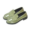 thumbnail image 2 of Viluyesy Patent Leather Loafers for Womens, Chunky Heels British Style Slip-On Casual Dressy Business Penny Shoes Green US8.5, 2 of 9