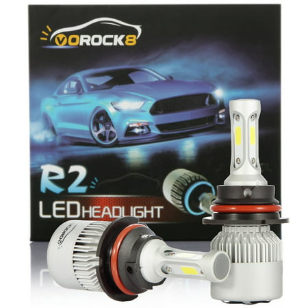 R2 COB 9007 HB5 8000LM LED Headlight Conversion Kit, Hi/Lo beam headlamp, Dual Beam Head Light, HID or Halogen Head light Replacement, 6500K Xenon White, 1 Pair- 1 Year Warranty