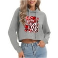 thumbnail image 2 of Xdegoge Womens Valentines Sweatshirt Long Sleeve Drawstring Hoodie Cute Playful Love Heart Print Pullover Casual Lightweight Trendy Cropped Hoodies, 2 of 7