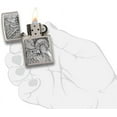 thumbnail image 3 of Zippo Lighter - Personalized Customize Message Engrave on Back Patriotic Eagle with Stars Brushed Chrome #20895, 3 of 7