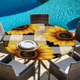 thumbnail image 5 of Yellow Sunflower Round Tablecloth 45-54 Inch Round Fitted Table Cloth with Elastic Edge, White Black Checkered Retro Art Waterproof Table Cover Protector for Outdoor Picnic Party Dining, 5 of 6