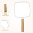 thumbnail image 4 of Unique Bargains Portable Square Wood Handle Vanity Makeup Mirror Handheld Cosmetic Mirror White, 4 of 7
