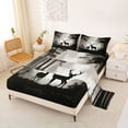 thumbnail image 2 of Castle Fairy Jungle Deer Queen Sheets 4 Pieces,Smooky Woodland Wildlife Queen Sheet Sets,Black Off White,1 Fitted Sheet, 1 Flat Sheet and 2 Pillowcases, 2 of 6