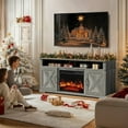 thumbnail image 6 of Electric Fireplace TV Stand for TVs up to 75", Farmhouse Entertainment Center with Fireplace, Grey, 6 of 9