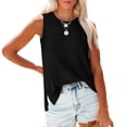 thumbnail image 2 of MESSUEN Sleeveless Tops Tank Tops for Women Loose Fit Crew Neck Raglan Tank Tops Crewneck Loose Fit Basic Casual Side Split Sleeveless Shirts Womens Top Summer Blouses for Women Black L, 2 of 9