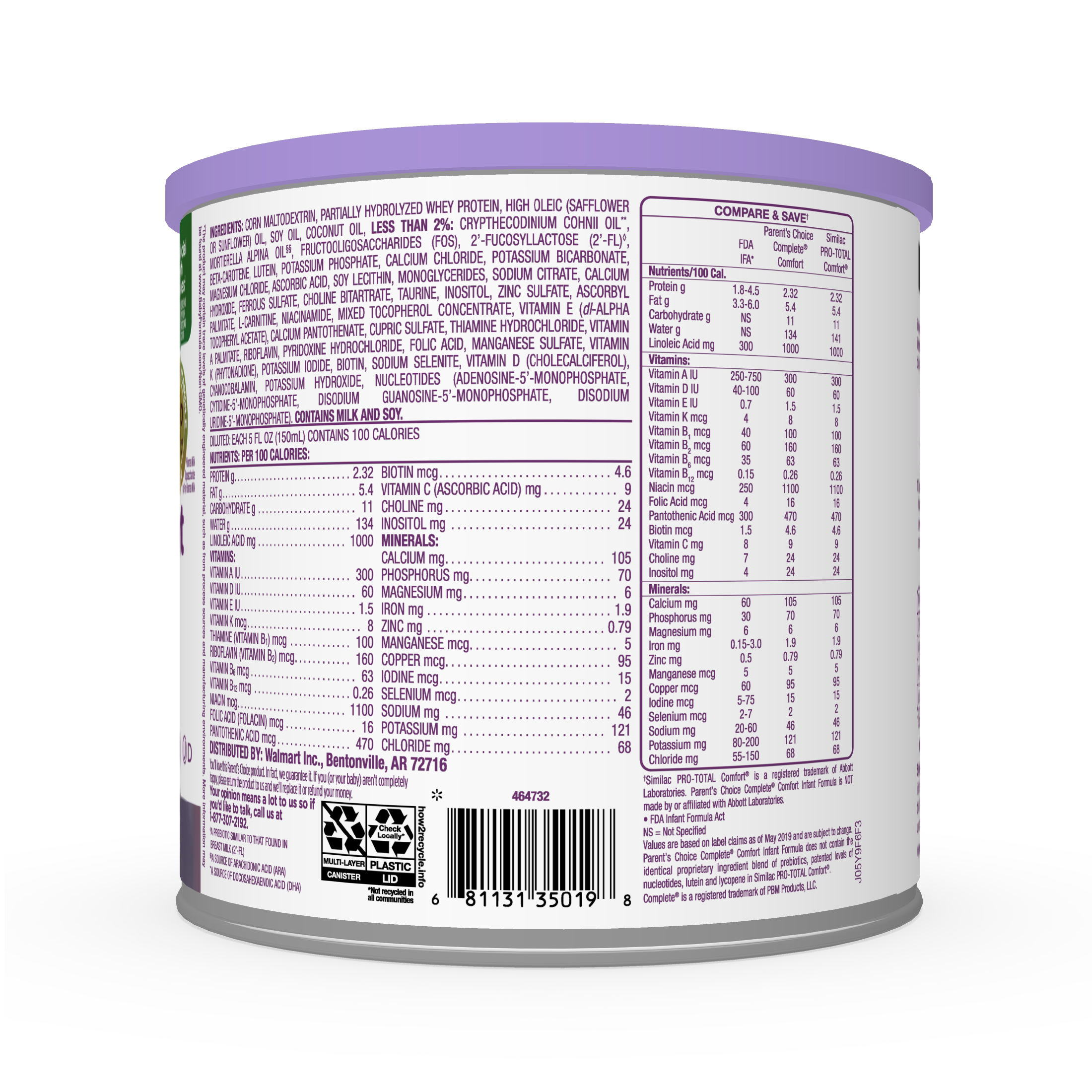 Parent's Choice Non-GMO Complete Comfort Infant Formula, 22.5 oz Canister - image 3 of 13
