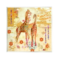 Stupell Industries Floral Patterned Giraffes Animals & Insects Painting Unframed Art Print Wall Art, 12 x 12