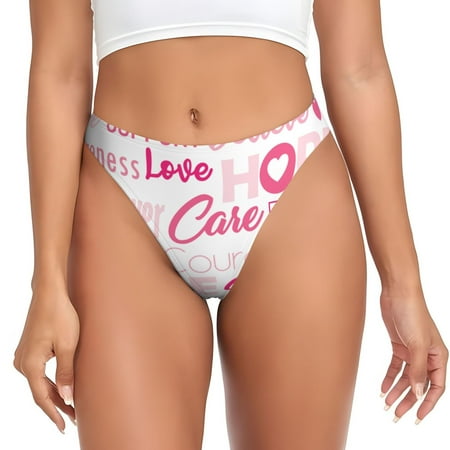 Thongs for Women Breast Cancer Pink Ribbons No Show Seamless Womens Thongs Underwear  Stretch G String Thongs  Soft Breathable Thong Bikini Panties Briefs