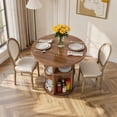 thumbnail image 2 of Hawsaiy 31.5" Round Dining Table for 2 with Sliding Door Storage Base, Space-Saving Waterproof Scratch-Resistant Wood Top, Modern Farmhouse Kitchen Table, Walnut, 2 of 8