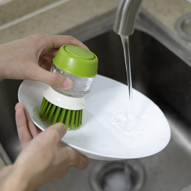 Palm soap Dispensing Dish Brush Kitchen Cleaning , Handheld Dish soap Brush.Kitchen  Brush, Dish Scrubber with Sturdy Nylon Bristles, Pot Pan Sink Dish Washing  Brush scrubberSet of 1 