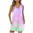 thumbnail image 1 of Économies d'Été! SROBPTY Shorts d'Été pour Femmes, Combinaison Sans Manches Imprimée Mode d'Été pour Femmes Violet, m, 1 of 5