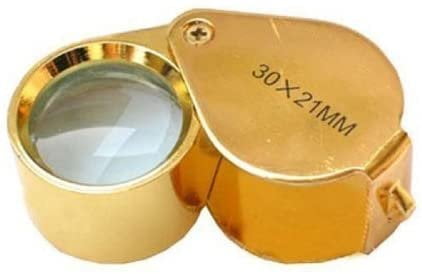 30x Gold Jewelers Loupe 21mm Glass Lens with Case 