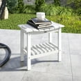 thumbnail image 4 of 2-Tier HDPE Indoor/Outdoor Bench Stool, 265lbs Weight Capacity, Waterproof Shower & Garden Seat with Storage Shelf, White Wood-Like Texture, Easy Assembly, 4 of 7