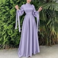 thumbnail image 2 of asddcavvf Robes pour Femmes Robe Musulmane Décontractée Unie Manches Lanterne Abaya Islamique Arabe Kafta, 2 of 8