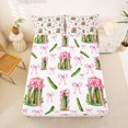 thumbnail image 5 of Manfei Ribbon Bow Queen Sheets,Funny Cucumber Print Queen Sheet Sets,4pcs,1 Flat Sheet,1 Fitted Sheet and 2 Pillowcases, 5 of 6