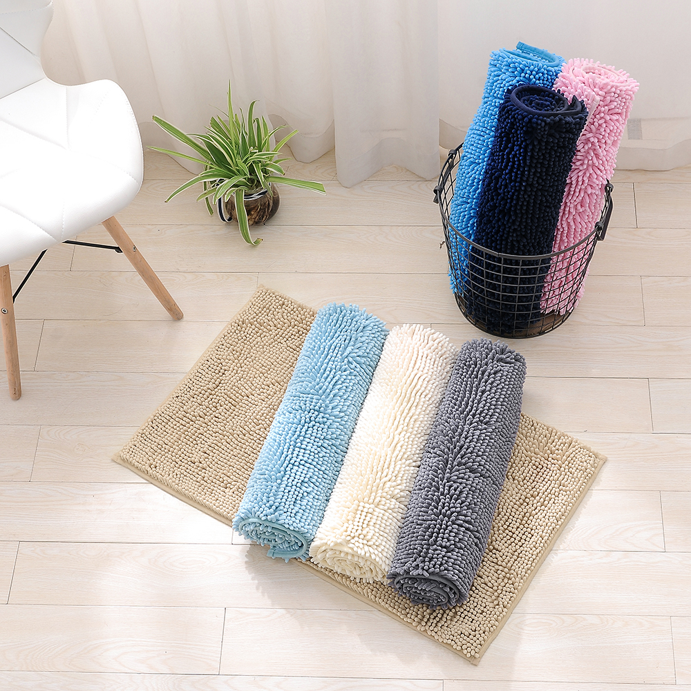 Microfiber Bath Rugs Chenille Plush Floor Mat Carpet Soft Indoor
