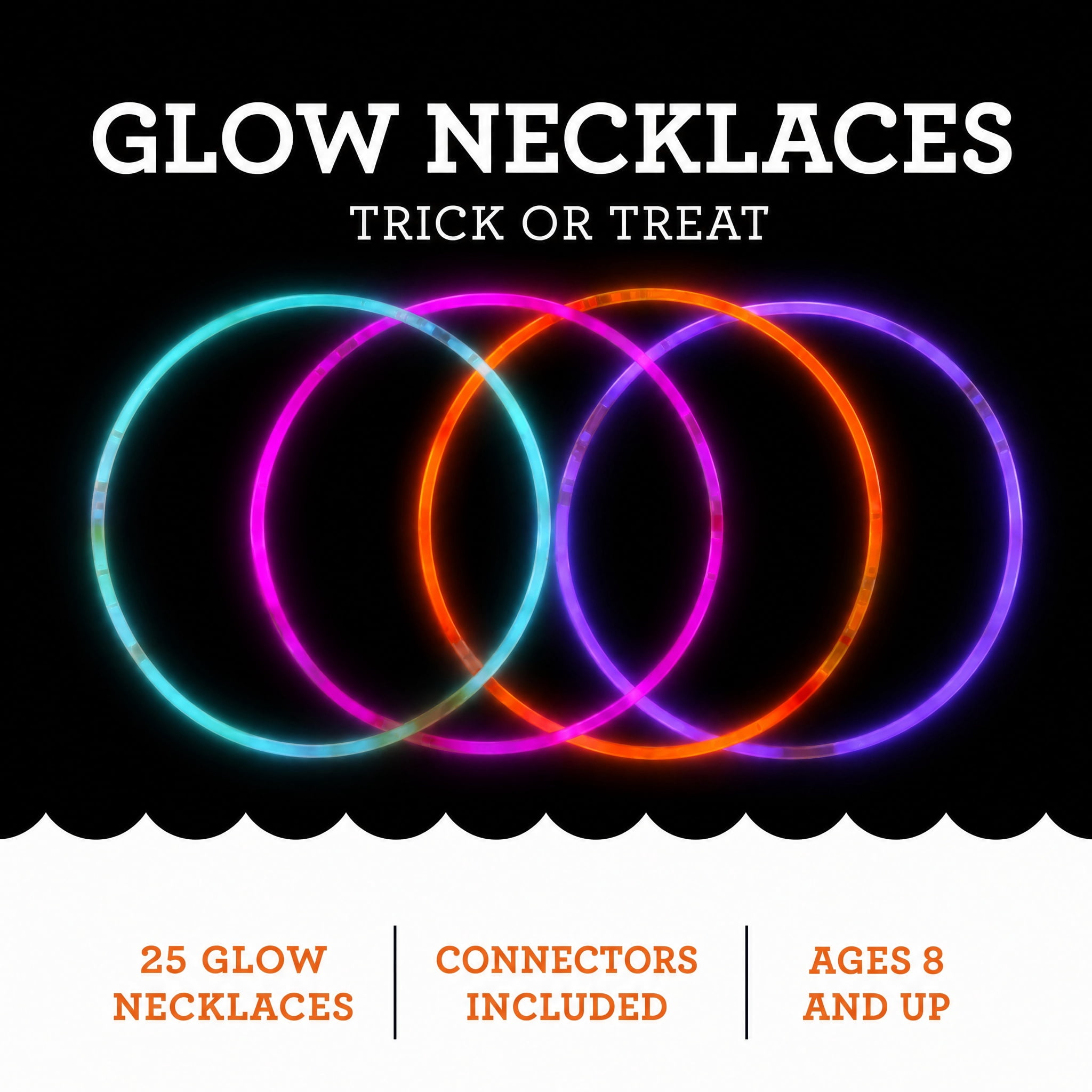 Glow Necklaces, Multicolor, 22", 25 Count, Halloween by Way To Celebrate