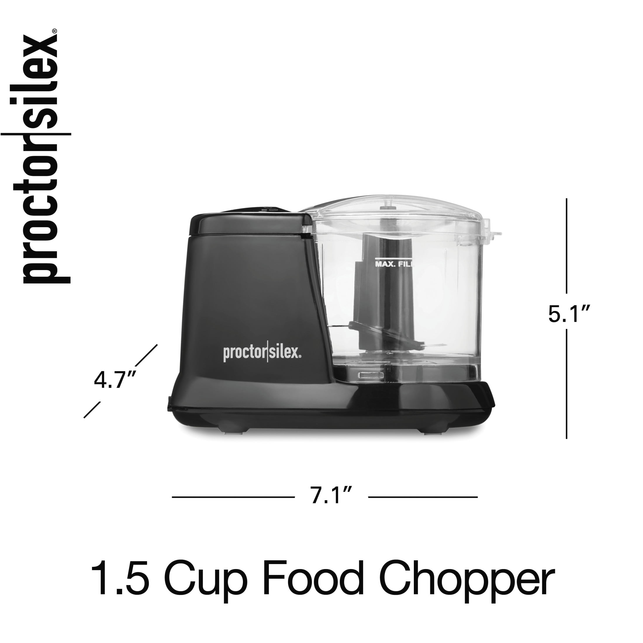 Proctor Silex Electric Food Chopper & Mini Food Processor, 1.5 Cup, Black