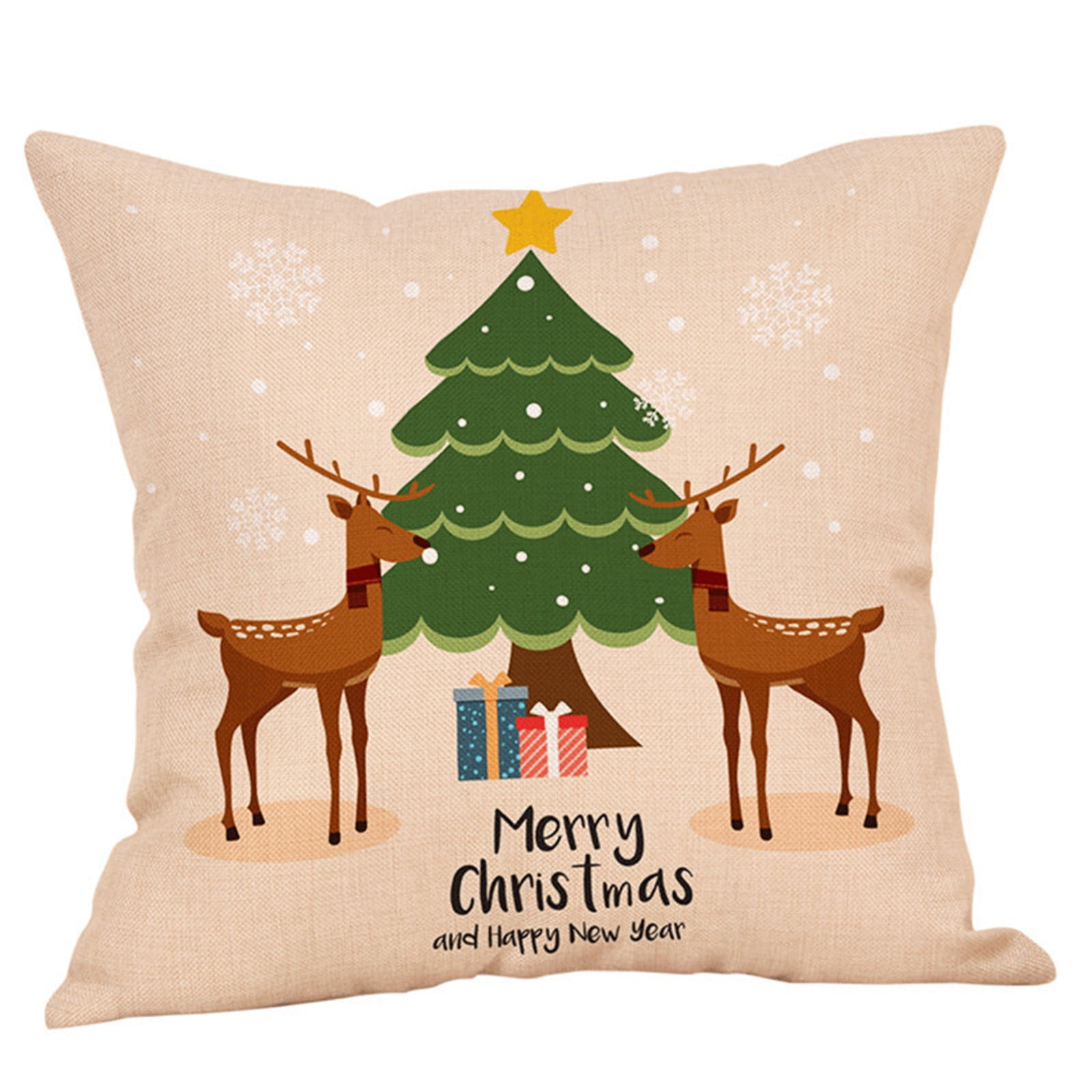 Santa Claus Linen Christmas Pillowcase Sofa Car Cushion Cover Home