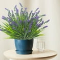 thumbnail image 2 of Artificial Plants Outdoor Fake Grass with Flowers UV Resistant Greenery Garden Porch Window Box Decorating (Purple), 2 of 5