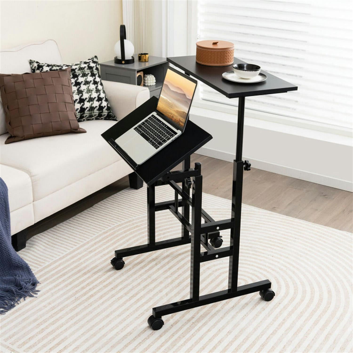 Demi Bonn Height Adjustable Mobile Standing Desk with Rolling Wheels for Office and Home, Laptop Workstation for Laptops, Books, Tablets, and Art, Black