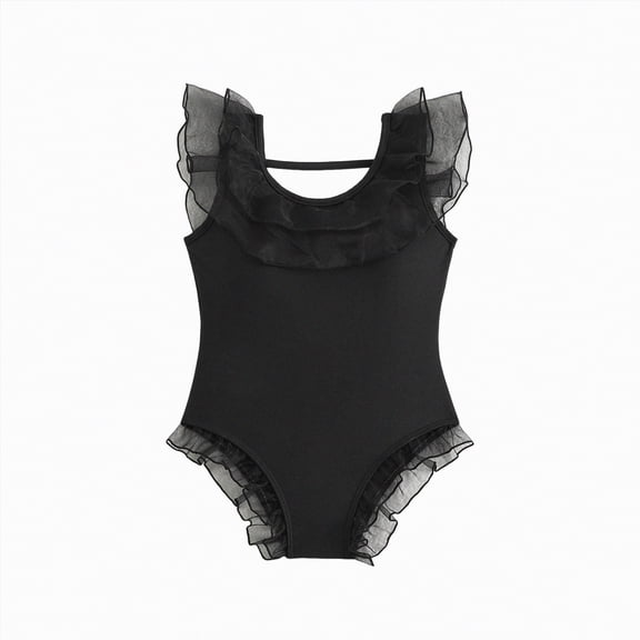 Hessimy Girl One Piece Print Swimsuit Bathing Suit with Adjustable Print Swimwear(Black,11-12 Years)