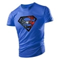 thumbnail image 3 of Camiseta de manga corta con cuello redondo para hombre, camisa holgada y cómoda con estampado de héroes 2D para las cuatro estaciones, deportiva, multicolor, talla grande, 3 of 4