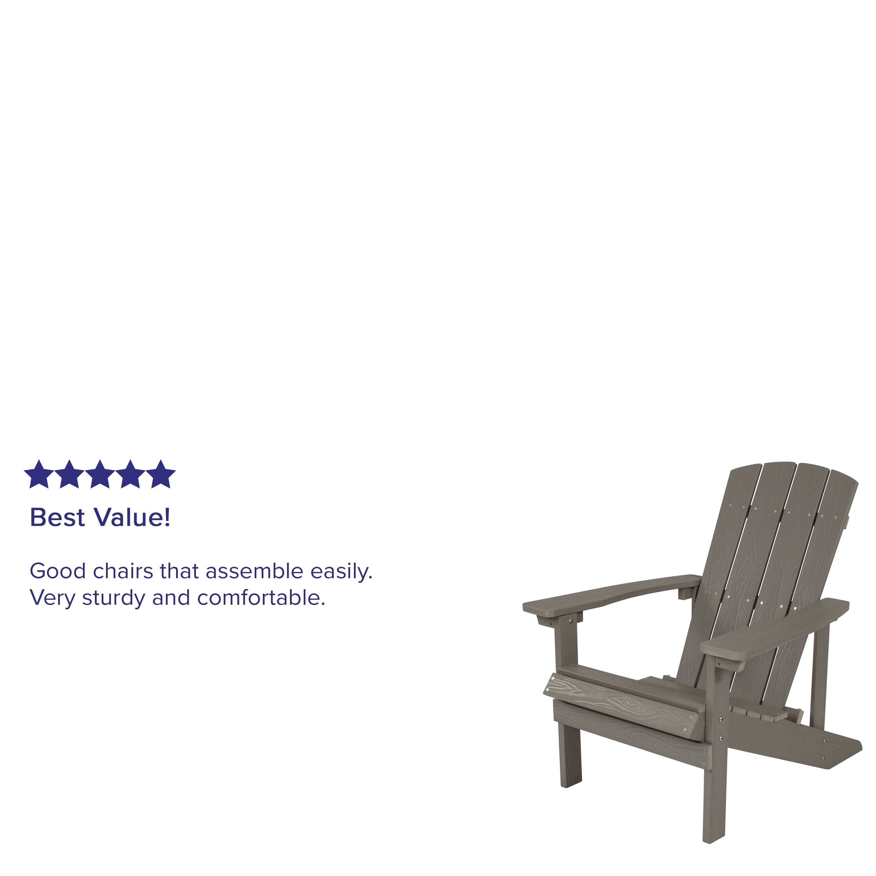 (2 pack) Emma + Oliver Set of 4 Outdoor Gray All-Weather Poly Resin Wood Adirondack Chairs