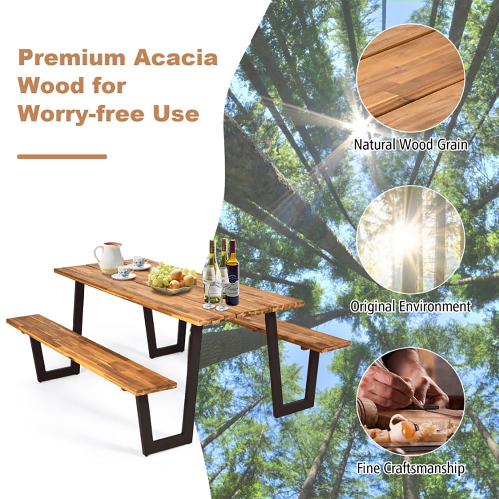 Aimee Lii 70 Inch Dining Table Set with Seats and Umbrella Hole, Outdoor Patio Furniture Aimee Lii 70 Inch Dining Table Set with Seats and Umbrella Hole, Outdoor Patio Furniture