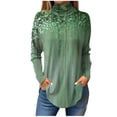 thumbnail image 2 of Ydkzymd Long Sleeve Womens Shirts XL Plain Army Green Football Shirts for Women Curbside Tie Dye Comfy Thermal Plus Size Tops Floral Lounge Turtleneck Blouses, 2 of 5