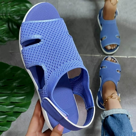 

Homedles Platform Sandals Women- Summer wear 2023 New Comfy Casual Flat Slip on Womens Sandals Blue