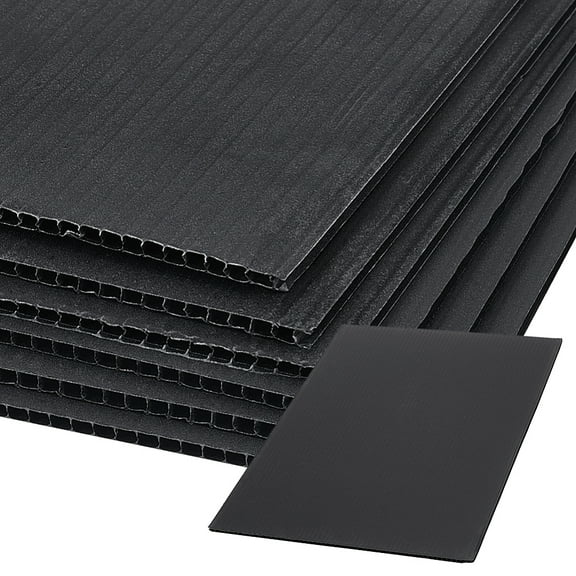 10sheets Plastic Corrugated Craft Sheets Rectangle Black 303x200x3mm