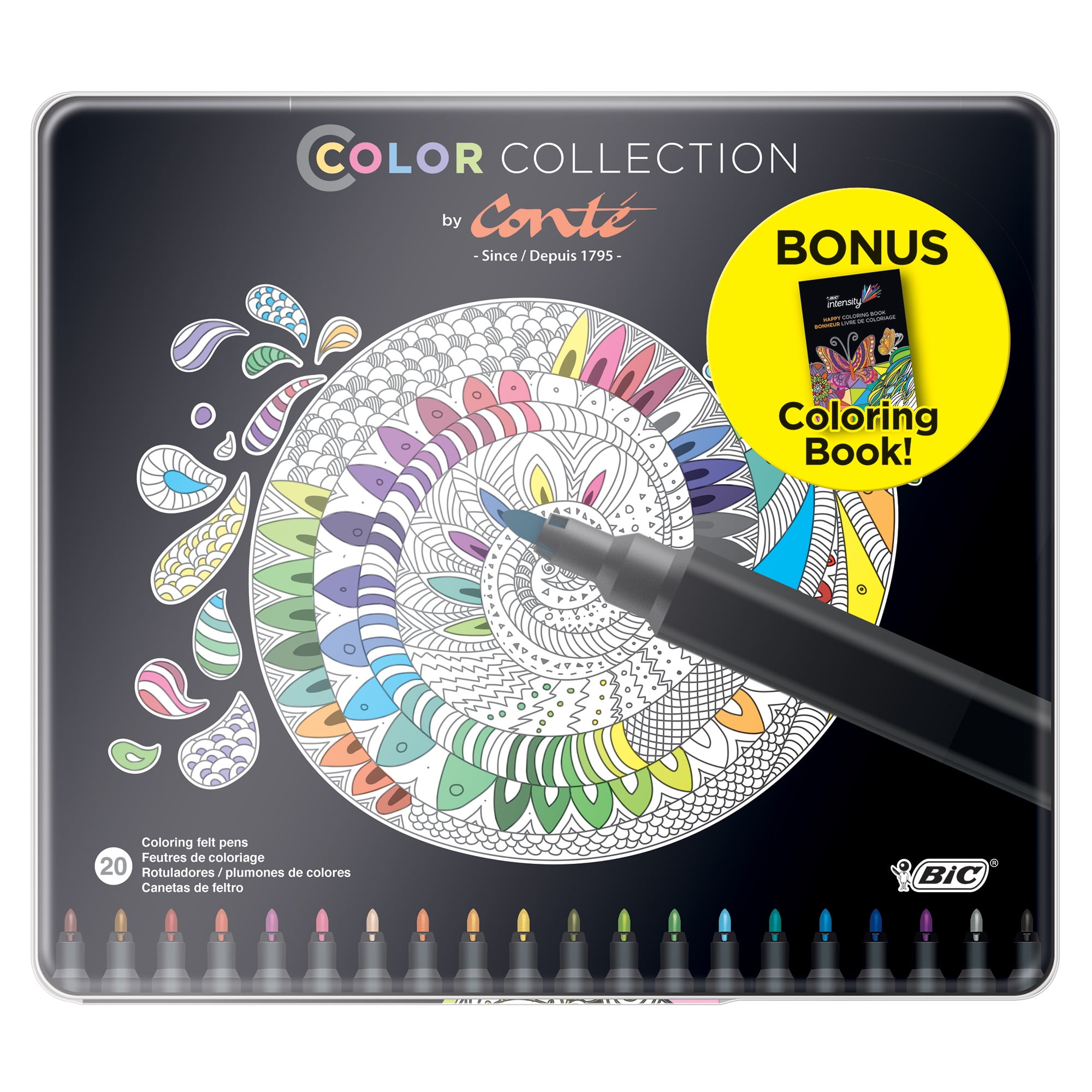 Download BIC Color Collection Art Coloring Felt-Tip Markers, 20 ...