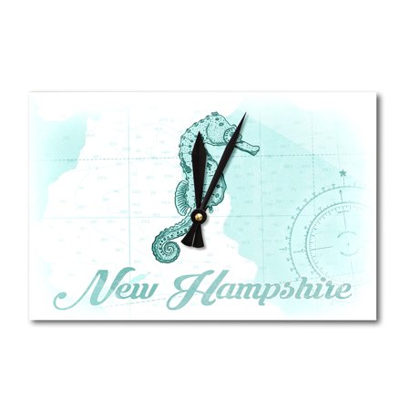 New Hampshire - Seahorse - Teal - Coastal Icon - Lantern Press Artwork (Acrylic Wall Clock)
