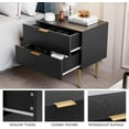 thumbnail image 3 of Black Nightstand for Bedroom, Fluted Night Stand Set of 2, Mid Century Modern Bedside Table with Gold Metal Legs, 3 of 7