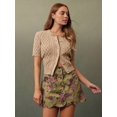 thumbnail image 5 of Multicolor Womens High-Waist Scalloped Button-Front A-Line Denim Mini Skirt, 5 of 30