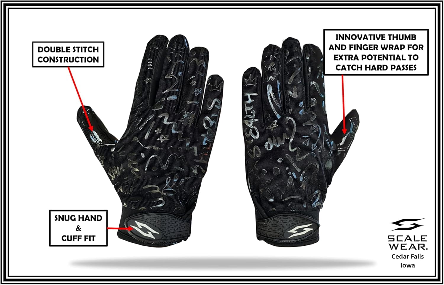 Scale Wear Design Just for You Momma Football Gloves Sticky Tacky Pro Grip Super Palms Boost Your Game Glove Sizes Youth Adult Mens (Black, Adult - Medium)
