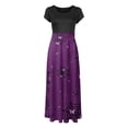 thumbnail image 4 of TIMIFIS Robes Maxi d'Halloween pour Femmes à Manches Courtes, Col Rond, Vintage, Halloween, Horreur, Citrouille Imprimée, Fête, Bal, Longue Robe Automne/hiver, 4 of 5