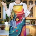 thumbnail image 6 of Colorful Tie Dye Flow Ball Pattern Apron-Garden Aprons for Women with Pockets-Cotton Linen Waterproof Kitchen Cooking Gardening Aprons Adjustable for Kitchen,Cooking,BBQ and Salon 33x27 Inch, 6 of 7